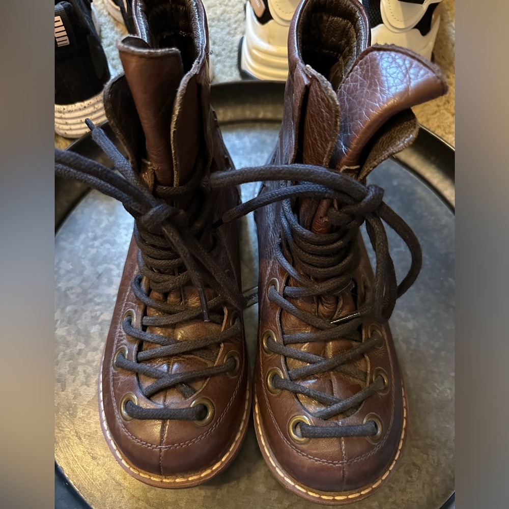 Brown lace up boots